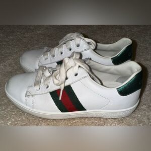 GUCCI TODDLER LEATHER LOW-TOP WITH WEB SIZE 29
